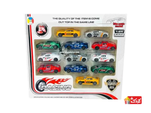 مجموعه 12 عددی ماشین مسابقه ای فلزی مدل 0388