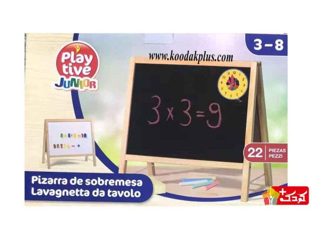 تخته سیاه و وایت برد مگنتی پایه دار +(ساعت+حروف و اعداد انگلیسی)