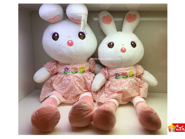 عروسک پولیشی خرگوش لباس چهار خونه کد 232 rabbit