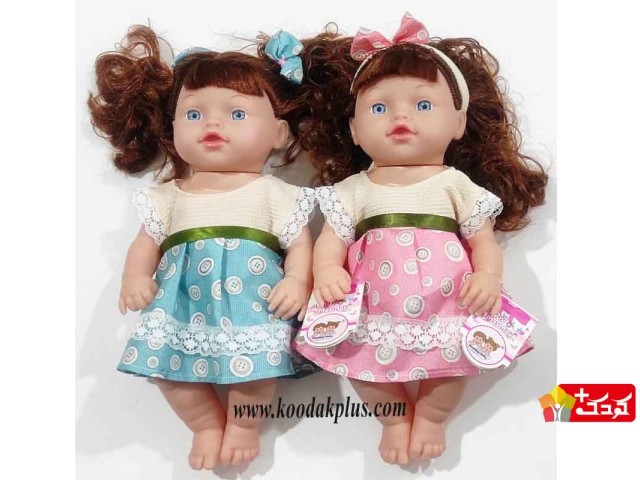 عروسک موزیکال مای مای گوشتی طرح نشسته تل دار مدل maymay-girl