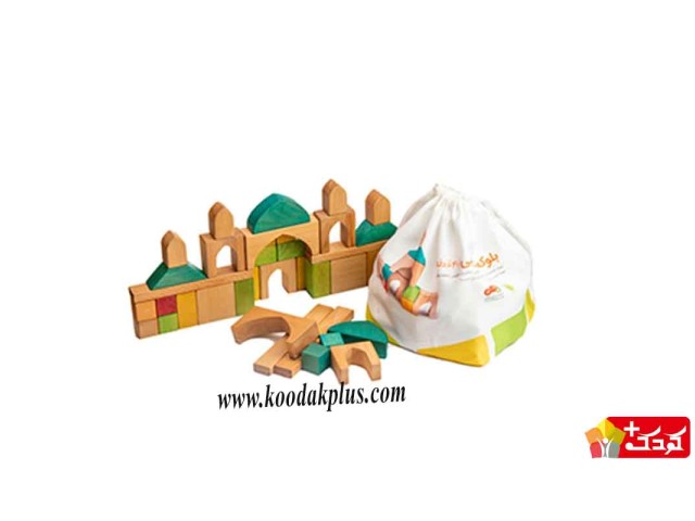 اسباب بازی بلوک چوبی بیس 40 قطعه