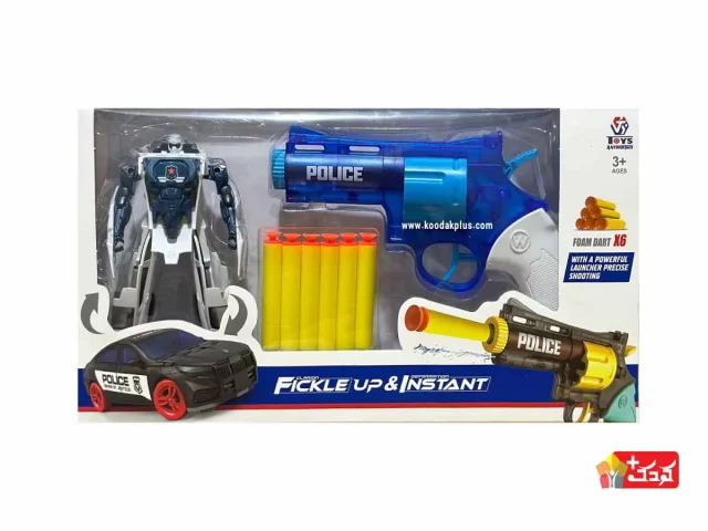 هفت تیر 2 کاره تیر پرتابی و آب پاش به همراه ربات تبدیل شونده مدل 69-648