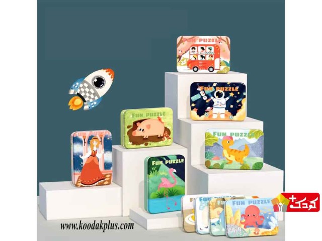 پازل چوبی جعبه فلزی مدل fun puzzle