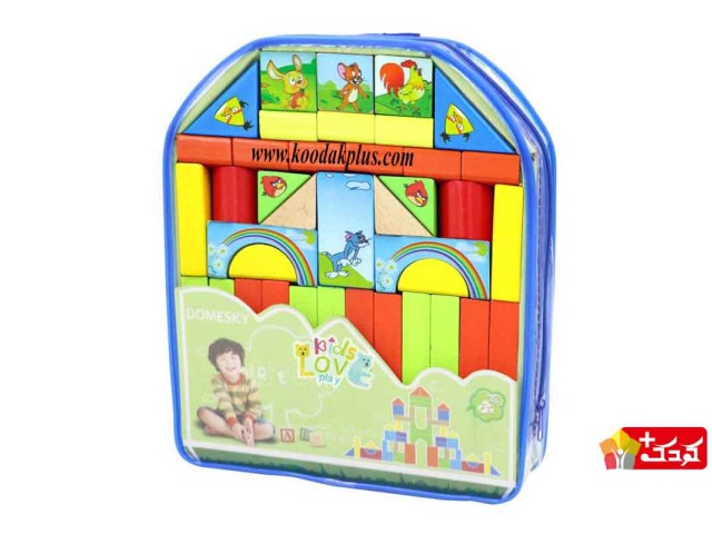 اسباب بازی بریکس چوبی کیفی40 قطعه برند Domesky
