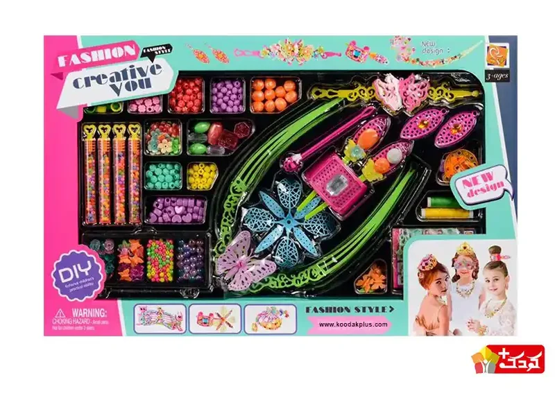 ست مهره بافی دخترانه به همراه تاج و ماسک