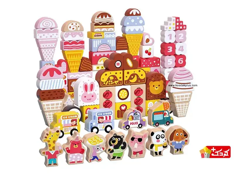 بازی آموزشی بریکس چوبی 116 تکه طرح بستنی مدل 1652