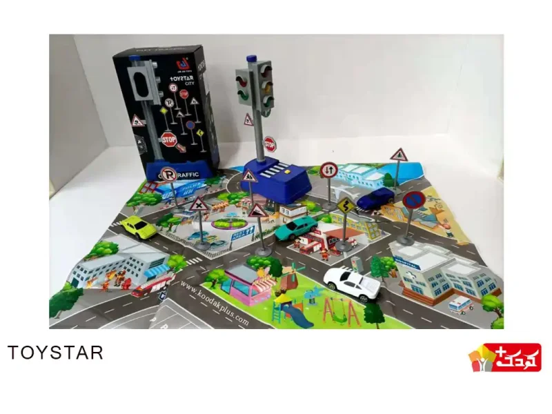 زیر انداز بازی طرح شهر کودک همراه با علائم راهنمایی