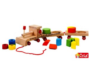 اسباب بازی چوبی قطار جایگذاری اشکال مدل Wooden Train geometric shapes