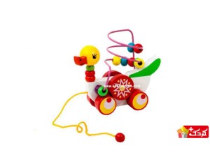 اسباب بازی چوبی ماز میله و مهره چرخ دار maze duck