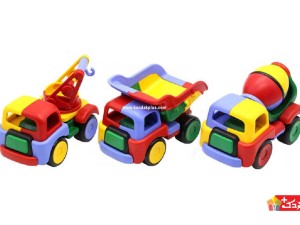 اسباب بازی ساختنی ست دوبی لاکچری (mixer-crane-truck)dobe