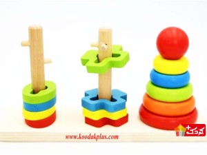 برج اشکال چوبی 3 ستون 14 قطعه مدل Tower Shape