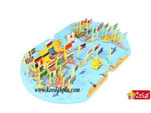 پازل چوبی نقشه جهان با پرچم کشورها