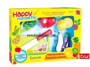 اسباب بازی برش میوه پلاستیکی 6 قطعه به همراه بادمجان