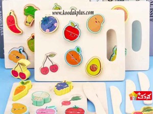 بازی برش میوه و سبزیجات چوبی مگنتی