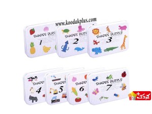 پازل چوبی 6 در 1 جعبه فلزی طرح حیوانات، میوه ها و سبزیجات