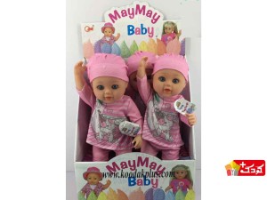 عروسک موزیکال مای مای لباس و کلاه صورتی 45 سانتی مدل maymay-960R
