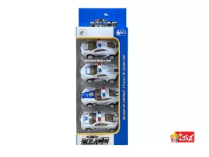 ست 4 عددی ماشین پلیس فلزی کوچک مدل HJ204-JC1