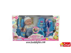 عروسک کچل مای مای 45 سانتی با کلاه  و لباس صورتی و آبی