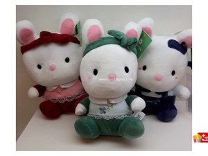 عروسک پولیشی خرگوش نشسته گل به سینه خارجی کد 026 rabbit