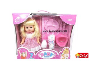 عروسک جیشی بی بی بورن با لباس چهارخانه به همراه صندلی