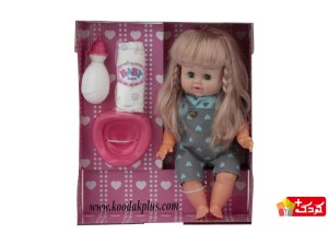 عروسک پمپرسی بی بی بورن لباس قلبی همراه وسایل مدل baby-born-mv622-7