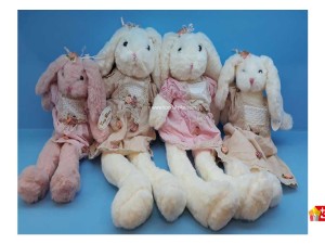 عروسک پولیشی خارجی خرگوش لباس گل دار پشمالو کد 090 rabbit