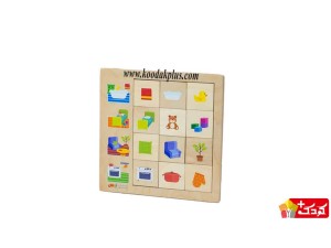 پازل رابطه چوبی 12 قطعه طرح وسایل منزل برند بیس مدل plz-223
