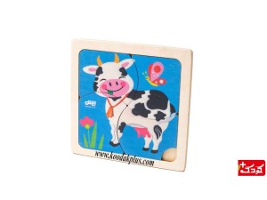 پازل 4 قطعه حیوانات طرح گاو برند بیس مدل plz-217
