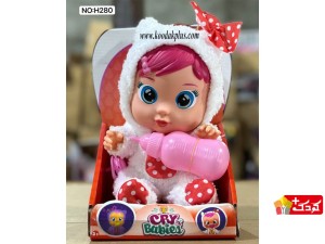 عروسک موزیکال کرای بی بی به همراه شیشه شیر مدل h280