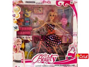 عروسک باربی مفصلی با دوچرخه مدل beauty-6232