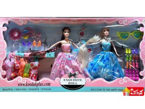 عروسک های جفتی باربی به همراه لباس و کفش مدل doll-717