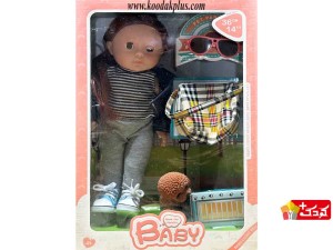 عروسک گوشتی دخترانه با عینک و کیف مدل 2- 7131