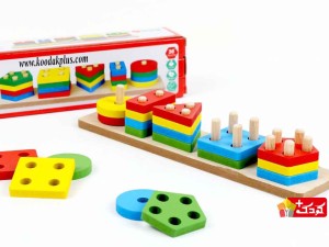 اسباب بازی چوبی جای گذاری اشکال هندسی 5 ستون