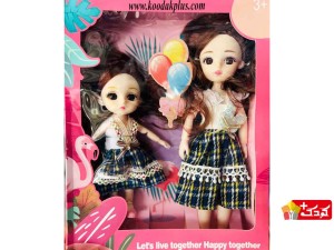 عروسک چشم تیله ای بدن مفصلی 2 تایی به همراه بچه مدل tt40