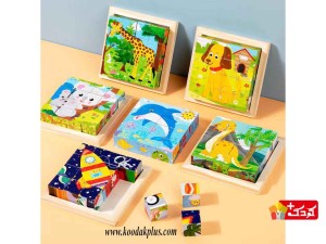 پازل شش وجهی مکعبی چوبی 16 قطعه(6 مدل)