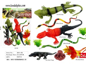 مجموعه 6 عددی فیگور خزندگان به همراه خزه و تنه درخت