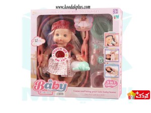 عروسک موزیکال گوشتی همراه با کریر مدل mommy's baby