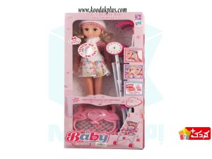 عروسک دخترانه کلاهدار به همراه کالسکه و کیف مدل mommy's baby