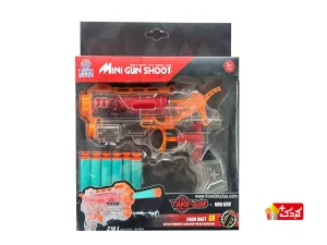 تفنگ بدنه شفاف دو کاره (آب پاش+تیر اسفنجی) مدل 75-648