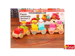 اسباب بازی قطار چوبی طرح حیوانات مزرعه کد 916