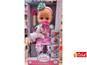 عروسک طرح نوزاد دختر به همراه اسب تک شاخ مدل sweet baby
