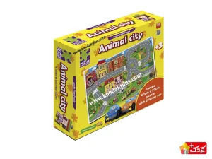 اسباب بازی ساختنی مدل پازل شهر حیوانات زرین تویز n7