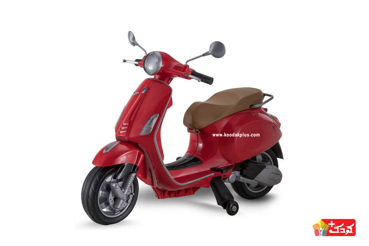 موتور شارژی کودک طرح Vespa برای سنین 2 تا 6 سال مناسب است