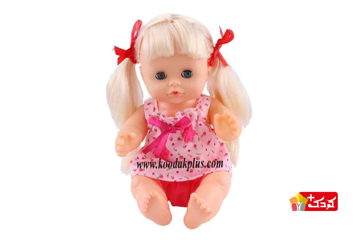 عروسک گوفان موی بلوند با پیراهن گلدار