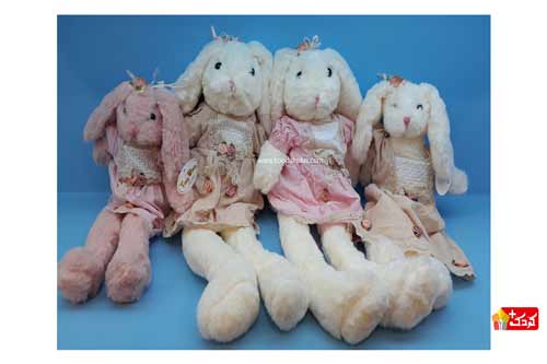 عروسک خزی خرگوش لباس گل دار در دو سایز موجود است