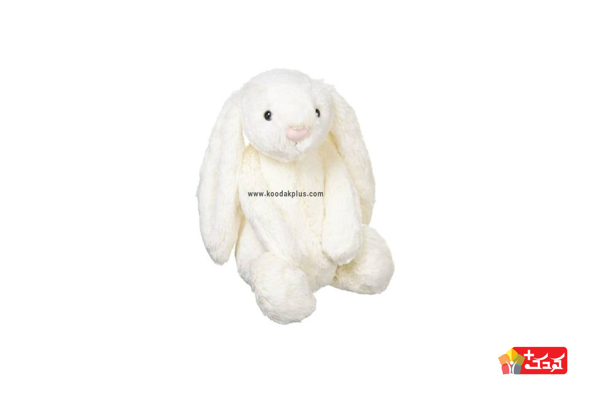 عروسک خرگوش مدل White Jelly Cat دارای 25 سانتی متر ارتفاع است