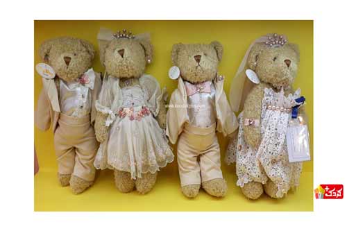 عروسک خزی خرس تدی عروس دو طرح دارد و داماد آنتی آلرژی می باشد