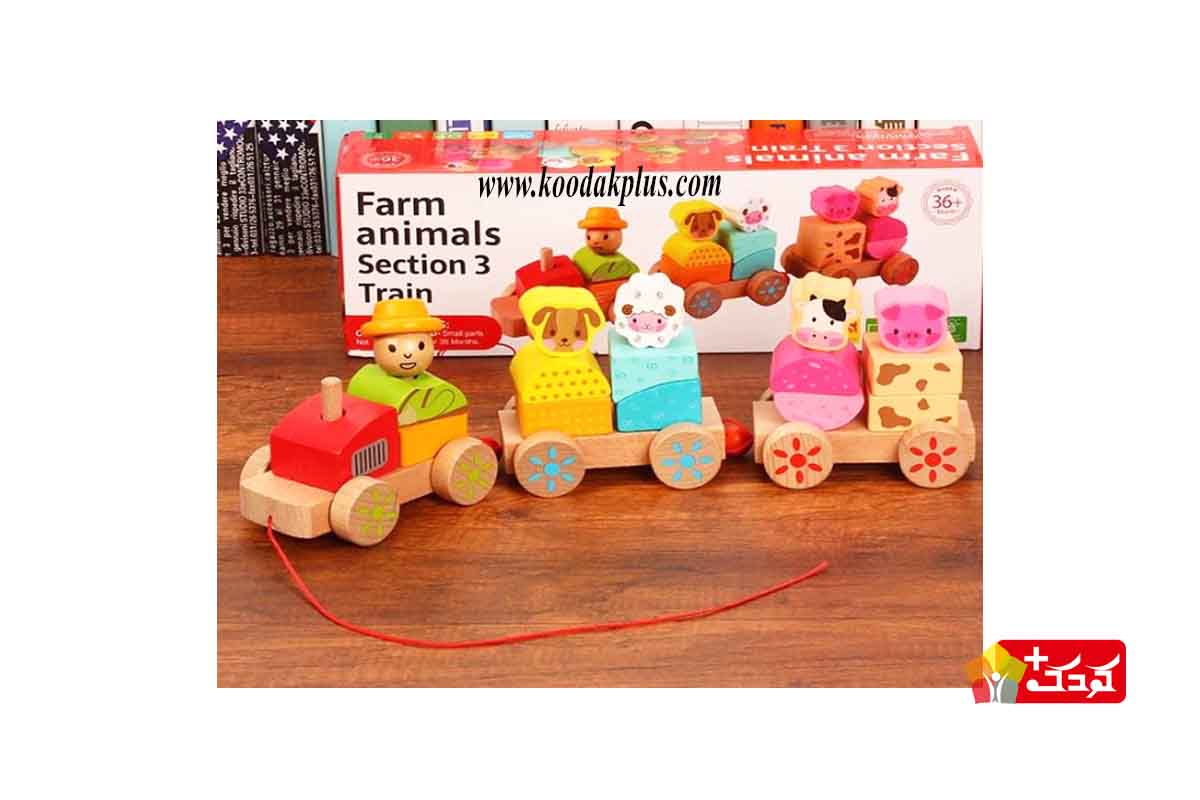 اسباب بازی قطار حیوانات چوبی با قیمت مناسب