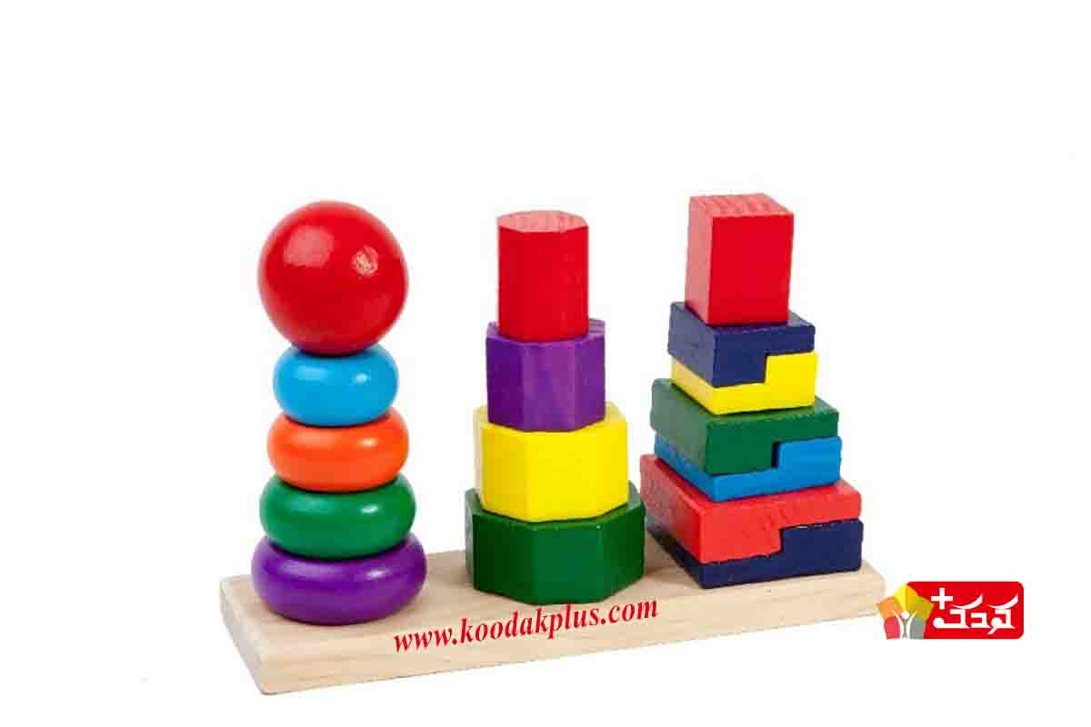 بازی برج اشکال هندسی چوبی مفید برای افزایش دقت و تمرکز