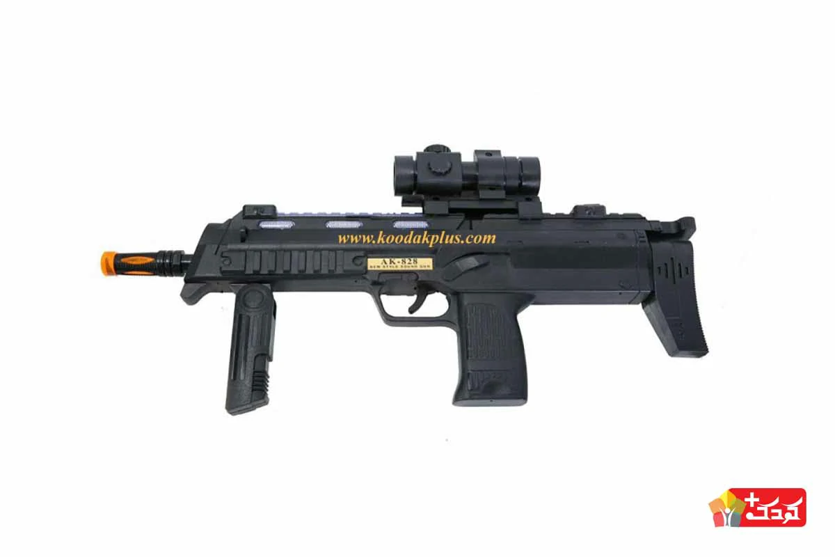 تفنگ اسباب بازی موزیکال یوزی مدل ak-828؛ به شکل مسلسل دستی است و از ویژگی های جذاب آن موزیکال بودن hsj